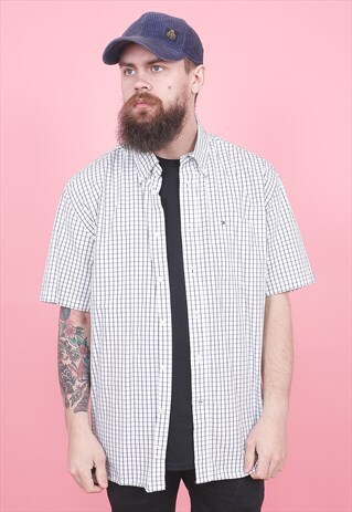 VINTAGE TOMMY HILFIGER SHORT SLEEVED CHECK SHIRT /R6107