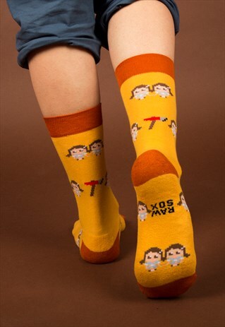 8 BIT TWINS ORANGE SOCKS