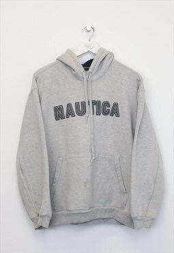 Vintage Nautica hoodie in grey. Best fits L