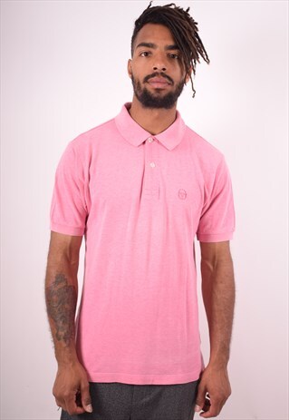SERGIO TACCHINI MENS VINTAGE POLO SHIRT MEDIUM PINK 90S