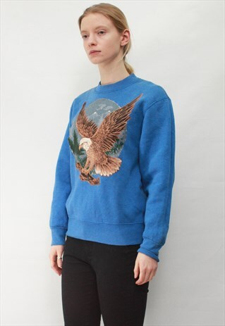 VINTAGE 90' AMAZING COOL BLUE UNISEX SWEATSHIRT WITH PRINT