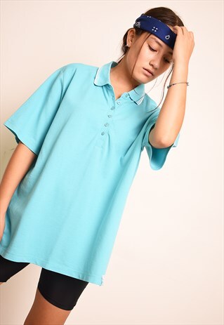 90'S RETRO OVERSIZED ATHLEISURE SPORTS POLO T-SHIRT TOP TEE