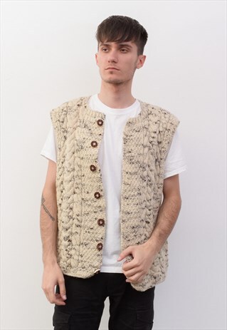 VINTAGE TRACHTEN MEN'S L WOOL VEST GILET WAISTCOAT SWEATER