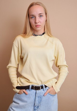 90'S RETRO MINIMALIST NEUTRAL LYCRA JUMPER TOP BLOUSE