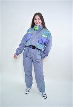 One piece ski suit, 90s snowsuit MEDIUM size, multicolor 