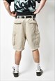 MEN'S VINTAGE CARGO SHORTS BEIGE TOURIST SAFARI SUMMER MEN