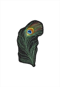 Embroidered Colorful Peacock Feather iron on patch