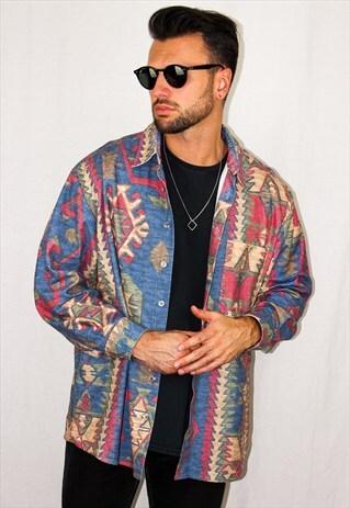 VINTAGE NAVAJO PATTERN FLANNEL SHIRT