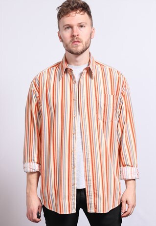 VINTAGE CORDUROY CORD STRIPED SHIRT