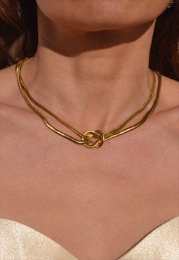 Gold plated 18K knot double chain.