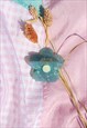 TURQUOISE BLUE SPARKLY FLOWER CLAW HAIR CLIP