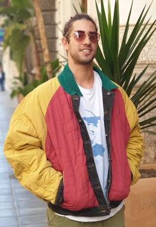VINTAGE 90S BOMBER JEANS REVERSIBLE JACKET BY CLOSED