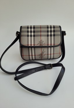 Vintage Burberrys Grey and Black Check Tartan Bag