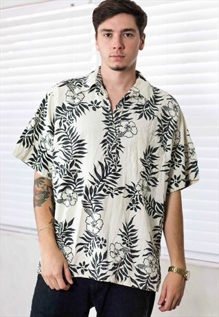 VINTAGE HAWAIIAN SHIRT FLORAL 90S XL 10.5