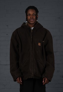 Carhartt Active Hooded Bomber Jacket in brown.