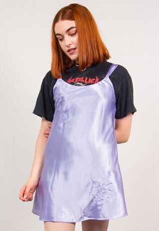 VINTAGE 90'S LILAC SILKY SLIP DRESS