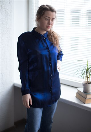 VINTAGE 80'S NAVY SHIMMERING BLOUSE