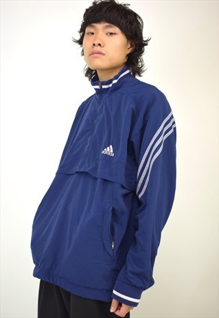 VINTAGE 90S ADIDAS NAVY 3/4 ZIP JACKET