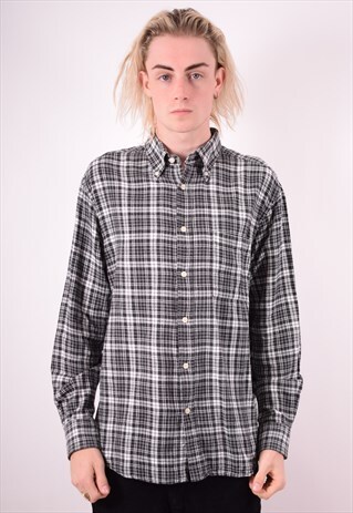 MENS VINTAGE SHIRT XL GREY CHECK 90S