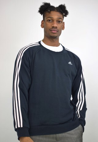 VINTAGE 90S ADIDAS BLACK TRIPLE STRIPE SLEEVE SWEATSHIRT