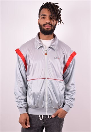 ELLESSE MENS VINTAGE TRACKSUIT TOP JACKET XXL SILVER 90S