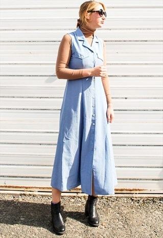 VINTAGE CHECK PINAFORE MIDI DRESS