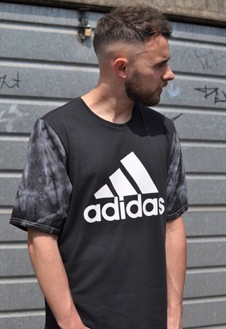 90'S GRUNGE ADIDAS REWORK TEE WITH TIE DYE SLEEVES