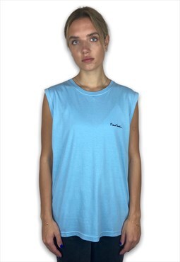Pierre Cardin 90s Classic Spellout Baby Blue T-shirt (M)