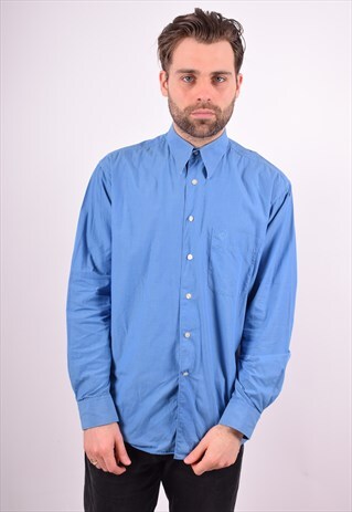 CHRISTIAN DIOR MENS VINTAGE SHIRT LARGE BLUE 90'S
