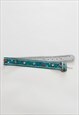 VINTAGE Y2K GREEN LEATHER MULTICOLOR GEMSTONE BELT WOMEN