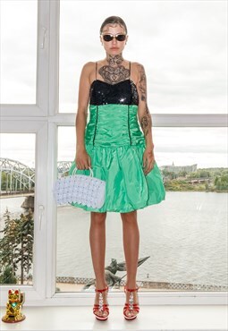 Y2K Vintage sexy party animal balloon dress in black & green