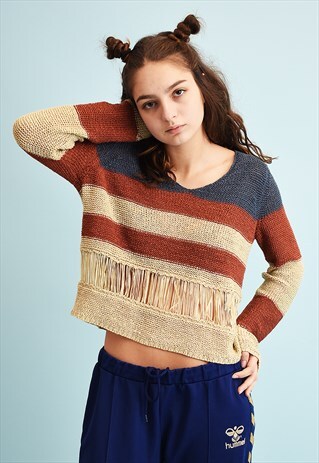 Y2K STRIPED TRANSPARENT KNIT JUMPER