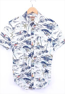 Vintage Hawaiian Shirt Multicolour Palm Tree Printed 90s