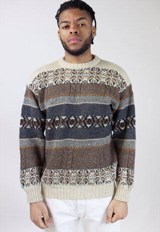 VINTAGE 90S PATTERNED KNIT JUMPER