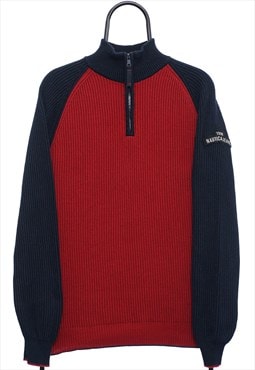 Vintage Nautica Red 1/4 Zip Jumper Mens