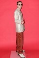 90'S VINTAGE CLASSIC STRAIGHT LEATHER JACKET IN GREY BEIGE