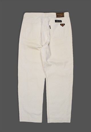 VINTAGE 90S AVIREX WIDE-LEG JEANS IN WHITE