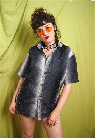 BLACK AND WHITE OMBRE PRINT SHIRT
