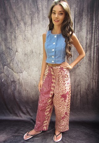 VINTAGE 70S BLOCK PRINT TROUSERS