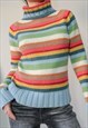 Vintage y2kmulticolor striped turtleneck Sweater