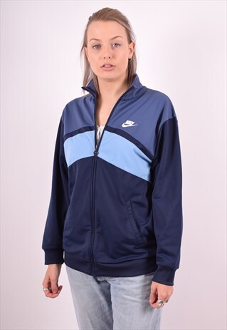 NIKE WOMENS VINTAGE TRACKSUIT TOP JACKET XL BLUE 90S