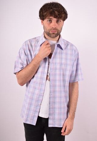 YVES SAINT LAURENT MENS VINTAGE SHIRT XL MULTI CHECK 90S