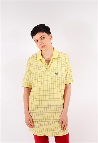 VINTAGE RALPH LAUREN CHAPS OVERSIZED YELLOW CHECK POLO