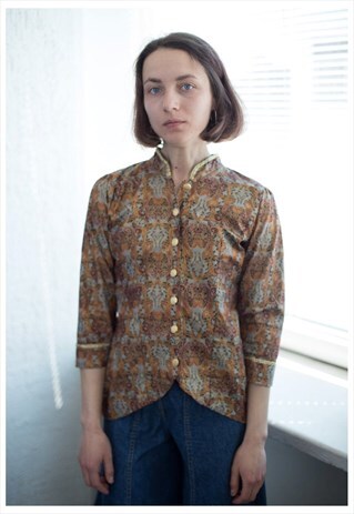 VINTAGE 70'S PATTERNED HIGH COLLAR JACKET