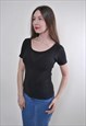 RETRO WOMEN BLACK MINIMALIST TSHIRT 