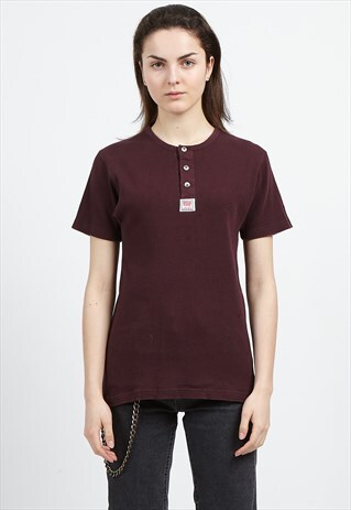 VINTAGE BURGUNDY LEVI'S SHORT SLEEVE TOP