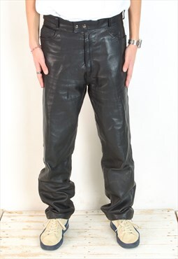 IMATRA Echt Leder Vintage Mens W38 L34 Leather Pants Biker
