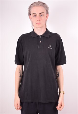 TRUSSARDI MENS VINTAGE POLO SHIRT XL BLACK 90S