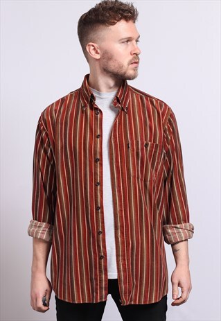 VINTAGE CORDUROY CORD STRIPED SHIRT