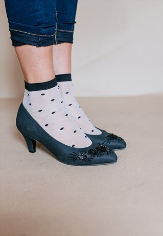 VINTAGE 80S EMBROIDERED PARTY HEELS